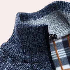 Sylvester - Zip Cardigan with Check Lining