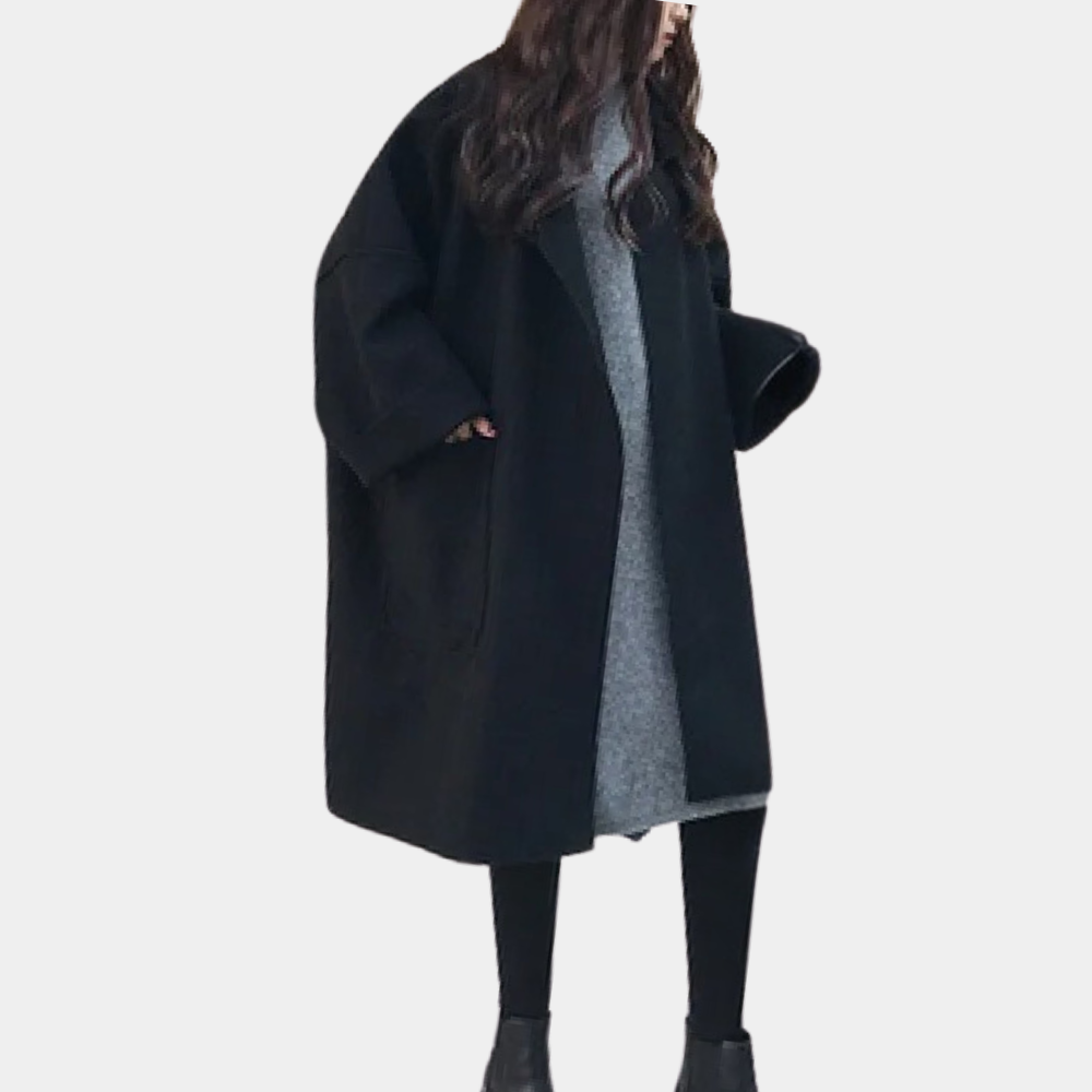Yvonne - Cape Coat with Pockets — Black