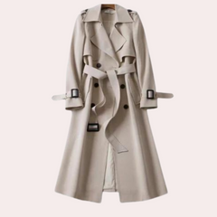 Isabella - Wool Trench Coat with Belt — Beige