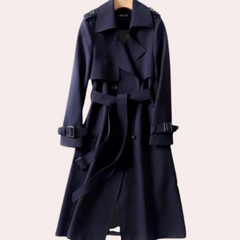 Isabella - Wool Trench Coat with Belt — Dark blue
