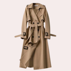 Isabella - Wool Trench Coat with Belt — Khaki