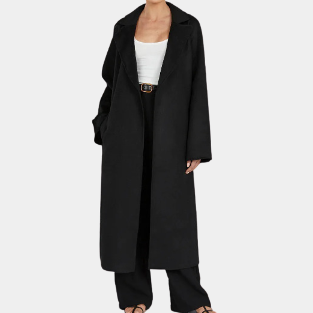 Danika - Longline Open Coat — Black