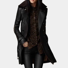 Elspeth - Leather Biker with Lapels — Black