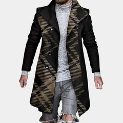 Oscar - Patterned Long Coat — Black