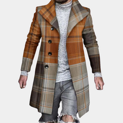 Oscar - Patterned Long Coat — Brown