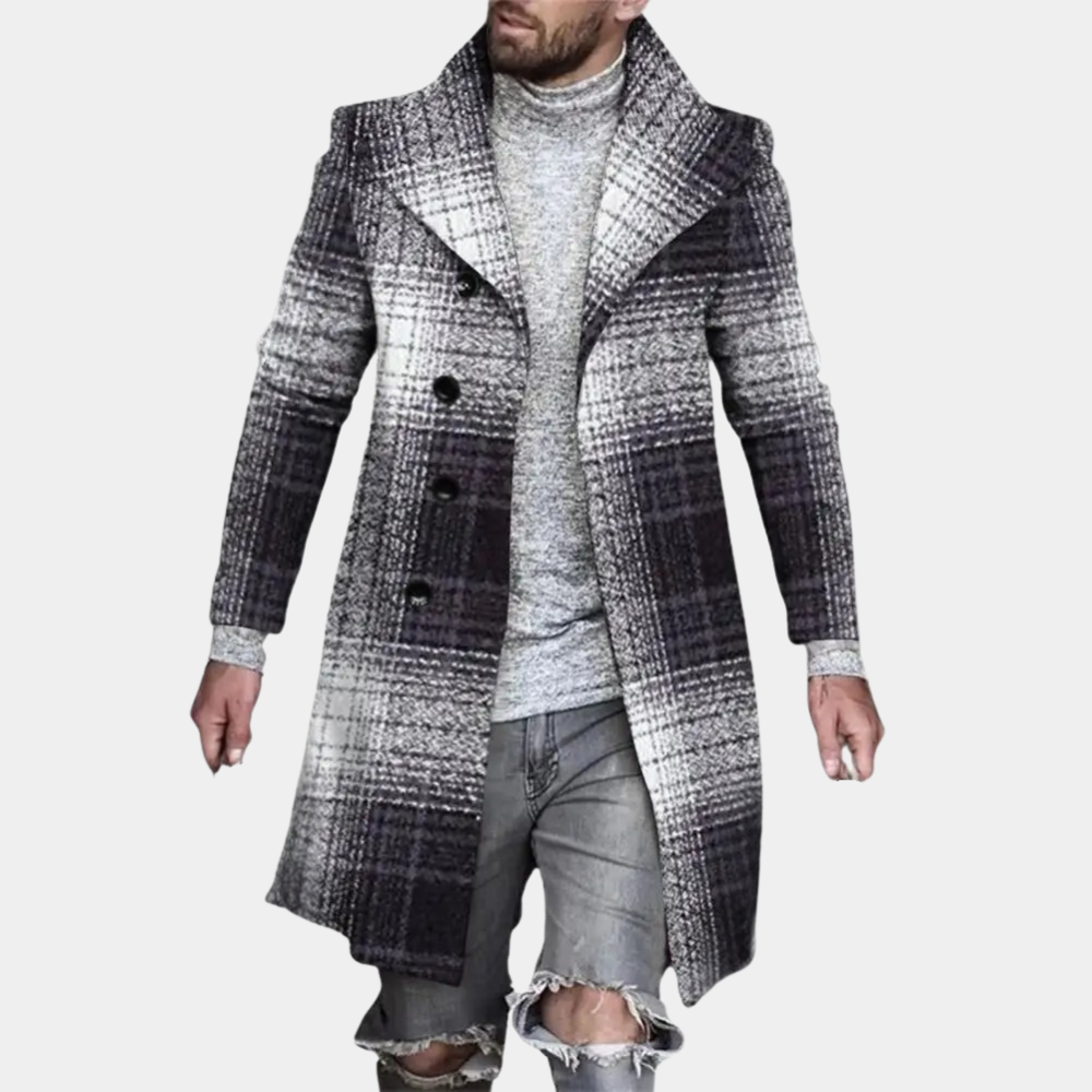 Oscar - Patterned Long Coat — Grey