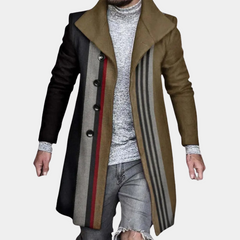 Oscar - Patterned Long Coat — Khaki