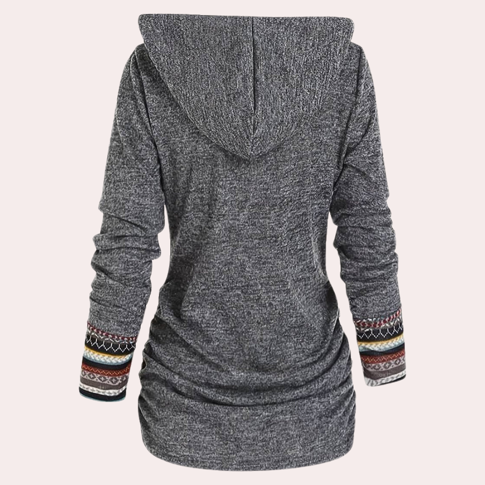 Sheila - Hoodie with Aztec Trim