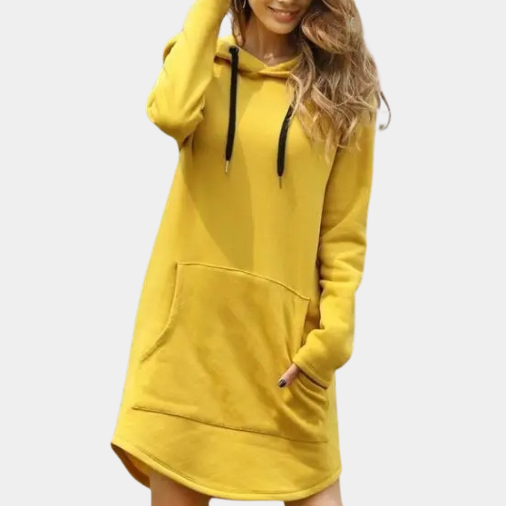 Natasha - Hoodie Dress with Pocket — Yellow