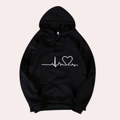 Sharon - Heartbeat Print Hoodie — Black