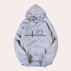 Sharon - Heartbeat Print Hoodie — Grey