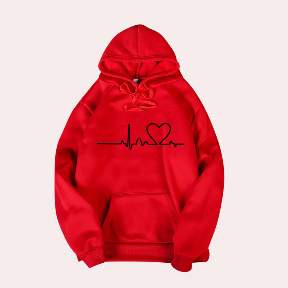 Sharon - Heartbeat Print Hoodie — Red