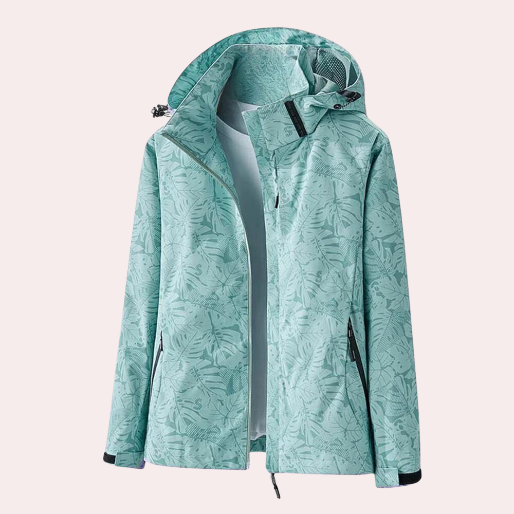 Samantha - Textured Hooded Rain Jacket — Mint green