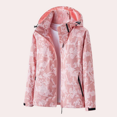 Samantha - Textured Hooded Rain Jacket — Pink
