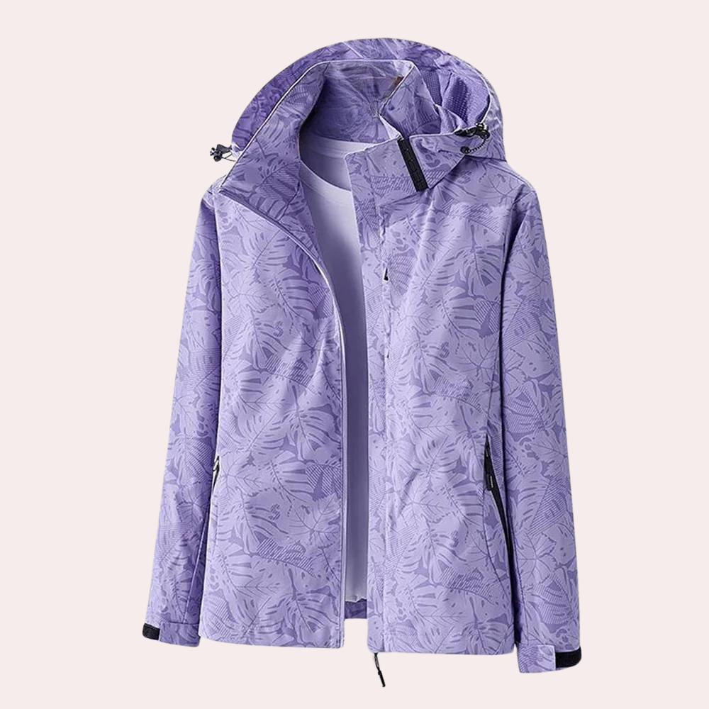 Samantha - Textured Hooded Rain Jacket — Purple