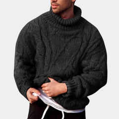 Everett - Cable Knit Turtleneck — Black