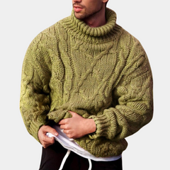 Everett - Cable Knit Turtleneck — Light green