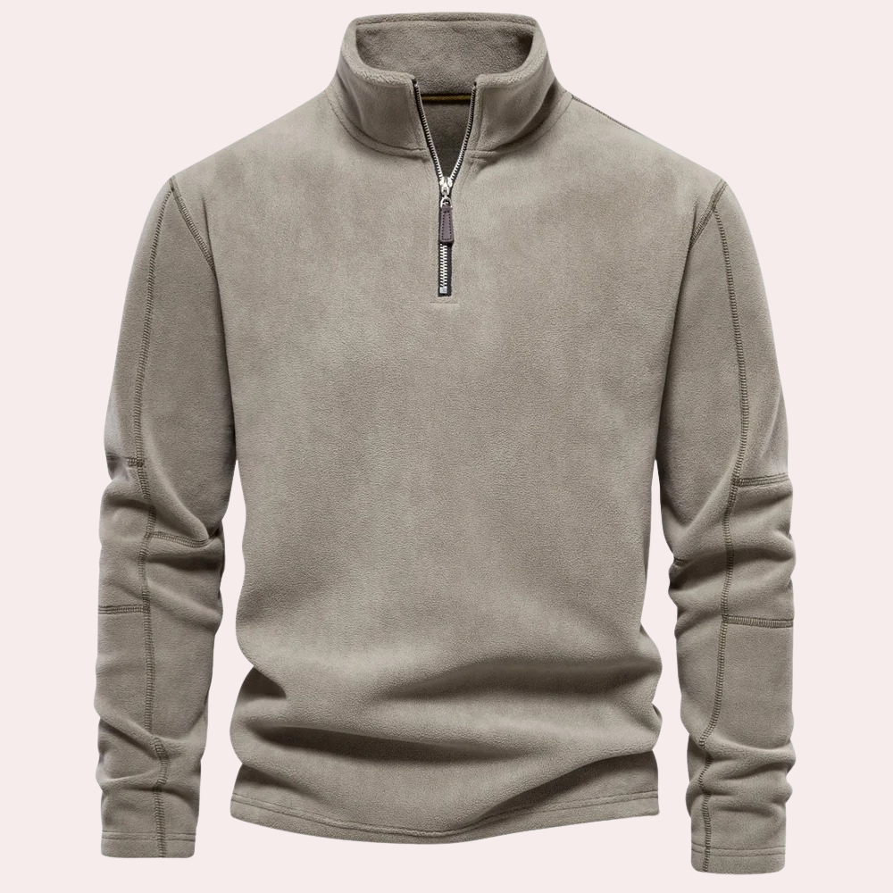 Grayson - Half Zip Fleece Jumper — Beige