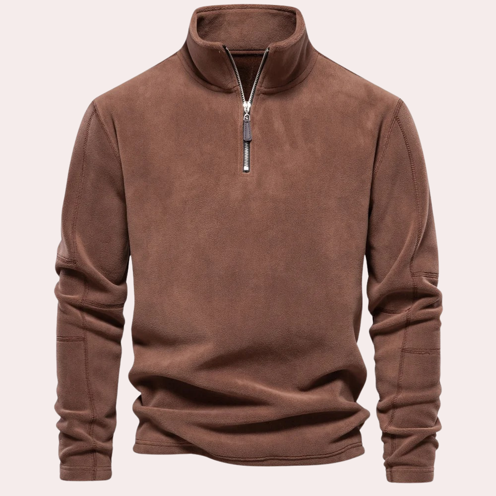 Grayson - Half Zip Fleece Jumper — Brown