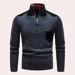 Kendrick - Half Zip Jumper with Pocket — Blue