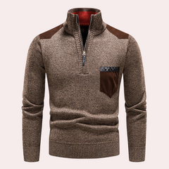 Kendrick - Half Zip Jumper with Pocket — Coffee