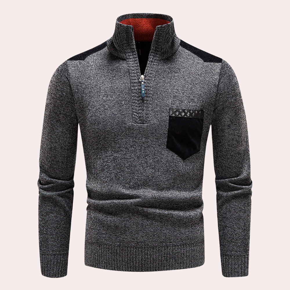 Kendrick - Half Zip Jumper with Pocket — Dark grey