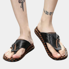 Sterling - Leather Toe Post Sandals — Black