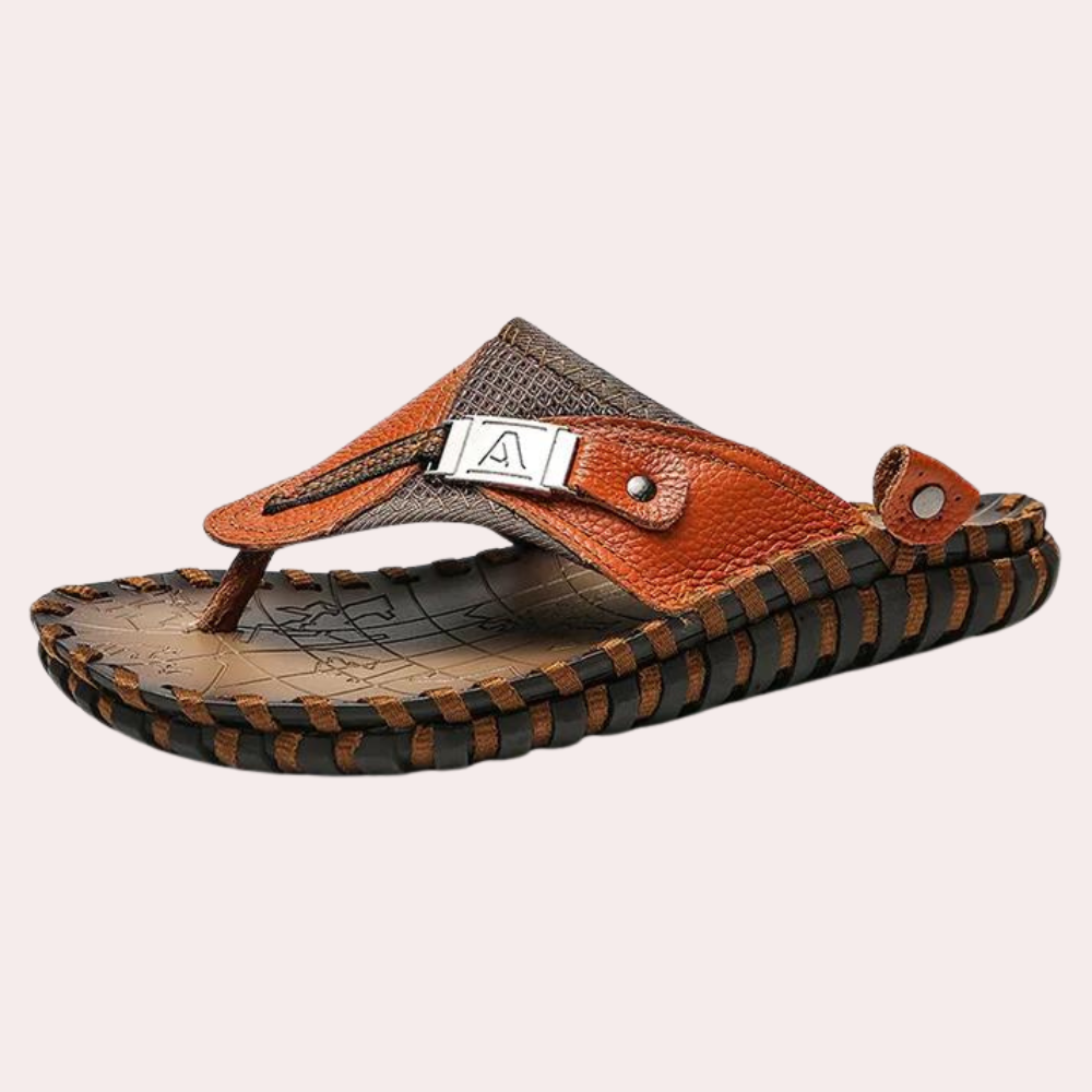 Sterling - Leather Toe Post Sandals — Brown