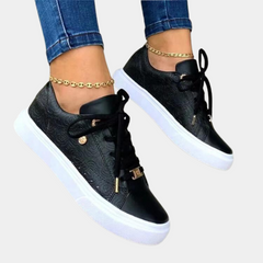 Whitney - Platform Sneakers with Gold Trim — Black