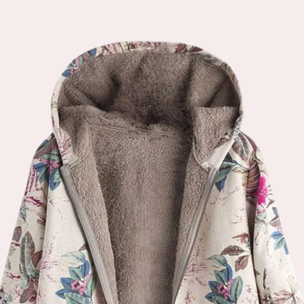 Frances - Floral Hooded Fleece Coat