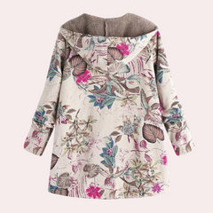 Frances - Floral Hooded Fleece Coat