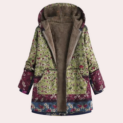 Frances - Floral Hooded Fleece Coat — Green