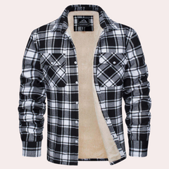 Carter - Plaid Sherpa Shacket — Black and white