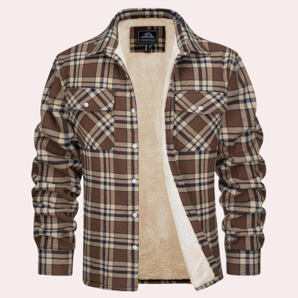 Carter - Plaid Sherpa Shacket — Khaki