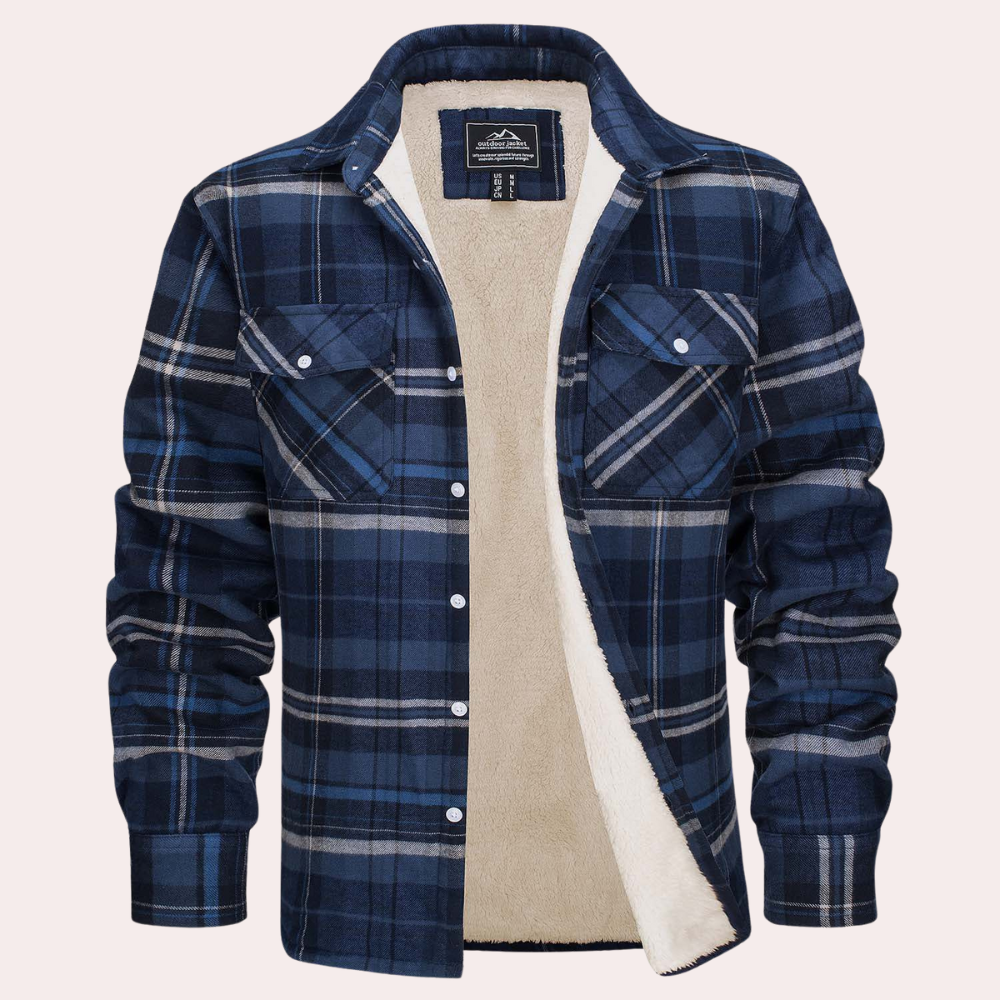 Carter - Plaid Sherpa Shacket — Navy window
