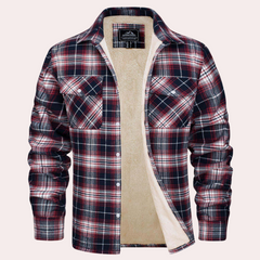 Carter - Plaid Sherpa Shacket — Wine red