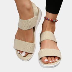 Yvette - Elastic Strap Sandals — Beige