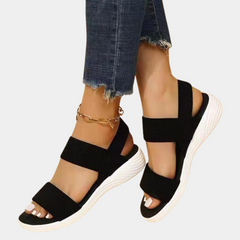 Yvette - Elastic Strap Sandals — Black