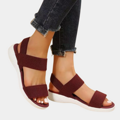 Yvette - Elastic Strap Sandals — Red