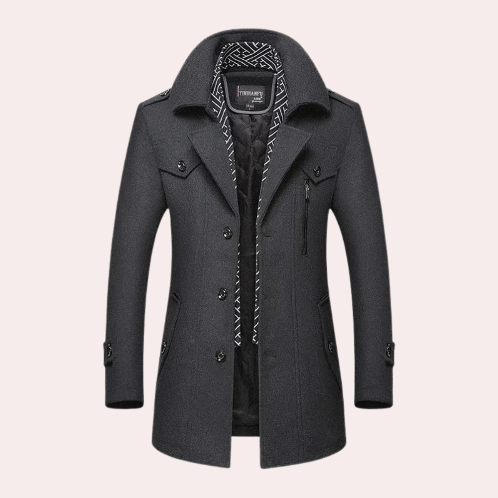 Perry - Wool Coat with Belt — Grey