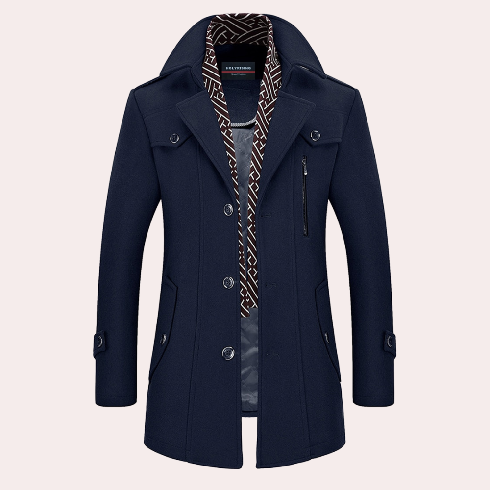 Perry - Wool Coat with Belt — Navy blue