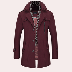Perry - Wool Coat with Belt — Wine red