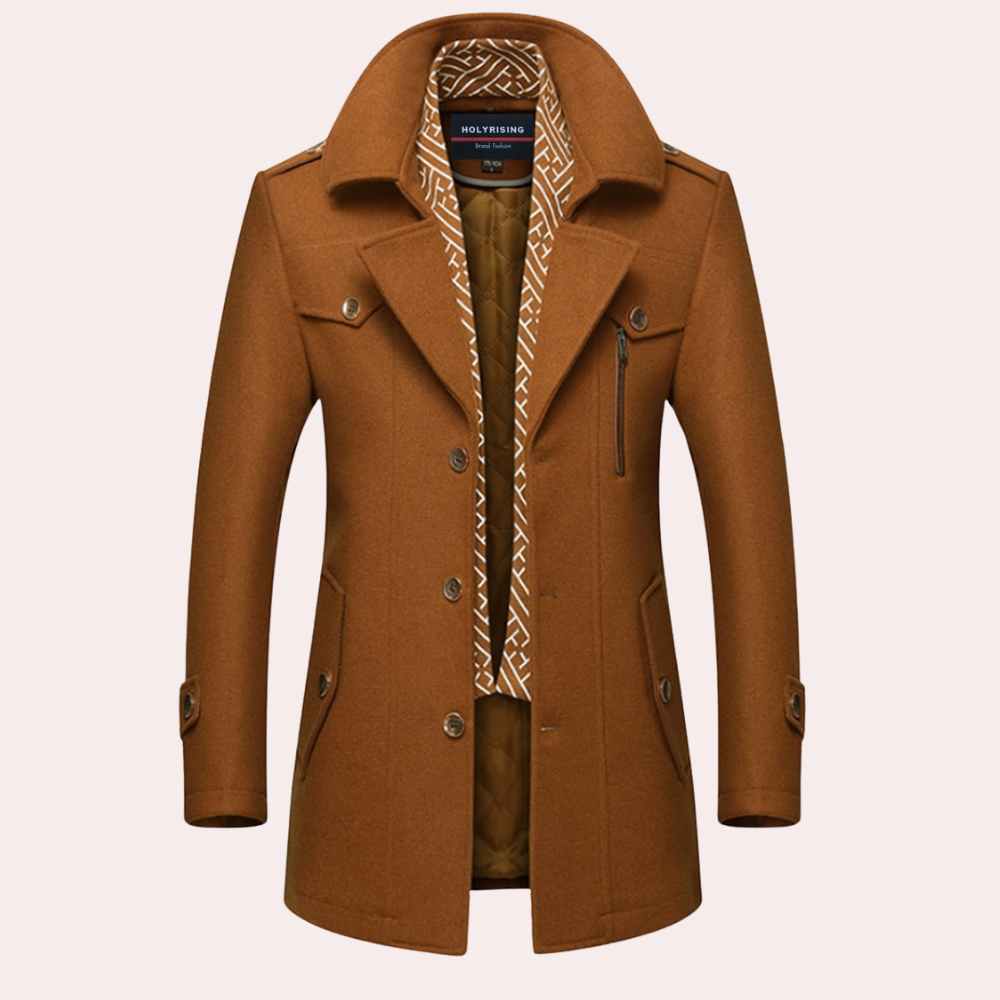 Perry - Wool Coat with Belt — Yellow