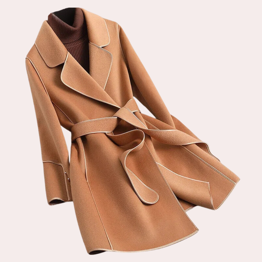 Autumn - Draped Wool Coat — Camel