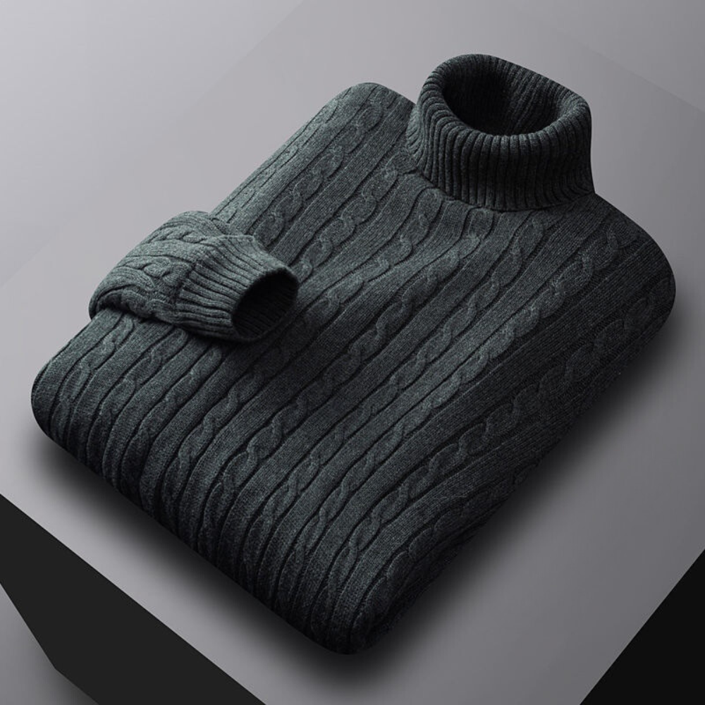 Barrett - Cable Knit Roll Neck — Charcoal grey