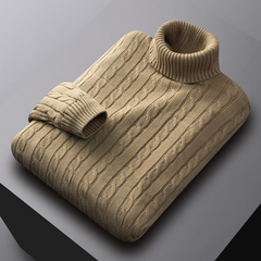 Barrett - Cable Knit Roll Neck — Light brown