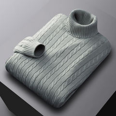 Barrett - Cable Knit Roll Neck — Light grey