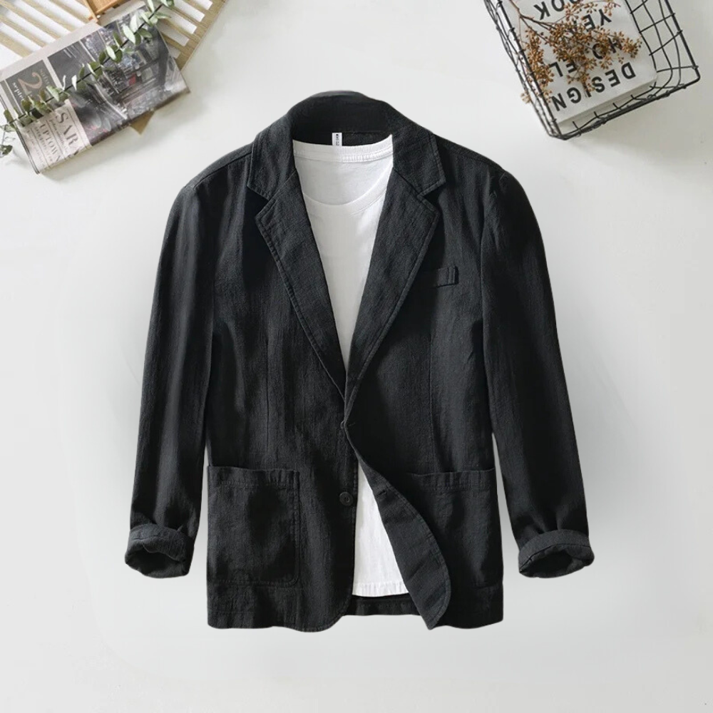 Sawyer - Unstructured Linen Blazer — Black