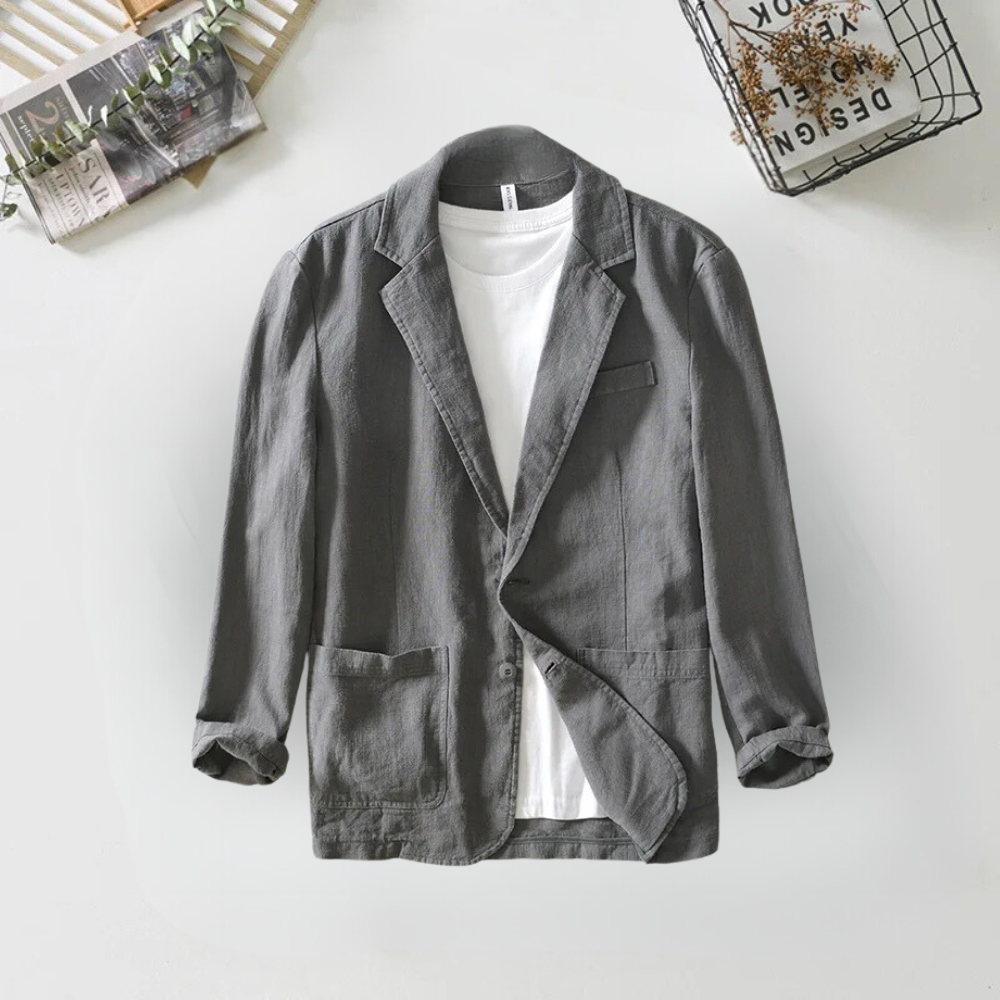 Sawyer - Unstructured Linen Blazer — Grey