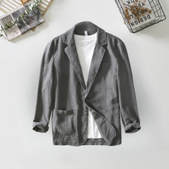 Sawyer - Unstructured Linen Blazer — Grey